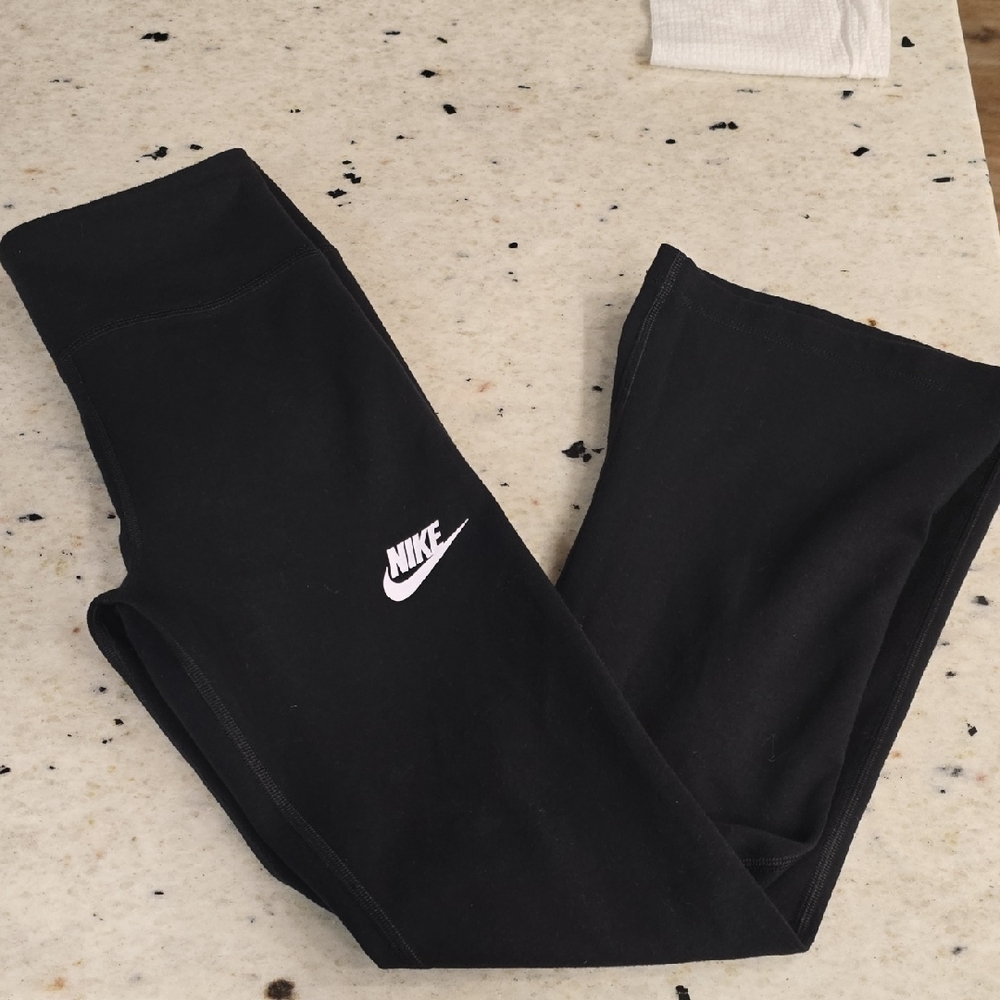 Nike Black Leggings with White Swoosh - Kids